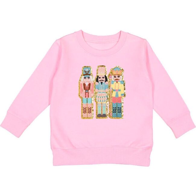 Nutcracker Patch Christmas Sweatshirt, Pink - Sweatshirts - 1