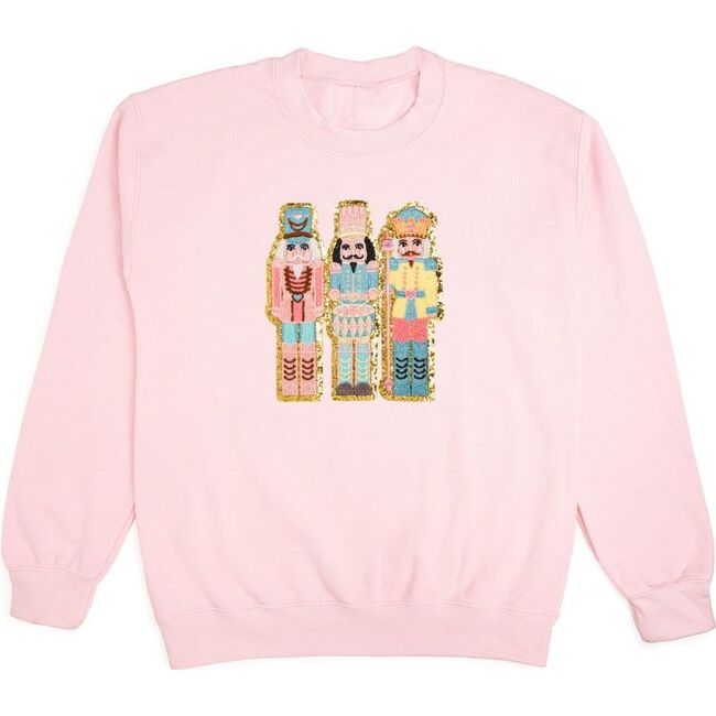 Nutcracker Patch Christmas Adult Sweatshirt, Pink