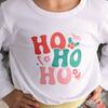 Ho Ho Ho Christmas Long Sleeve Shirt, White - Shirts - 3