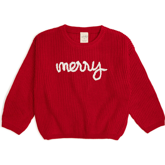 Merry Christmas Yarn Knit Sweater, Red