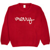 Merry Christmas Yarn Knit Adult Sweater, Red - Sweatshirts - 1 - thumbnail