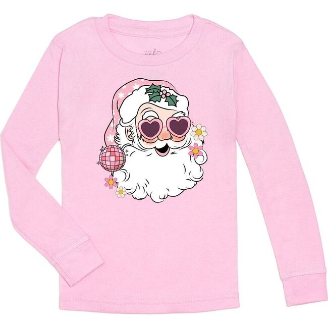 Disco Santa Christmas Long Sleeve Shirt, Pink - Shirts - 1