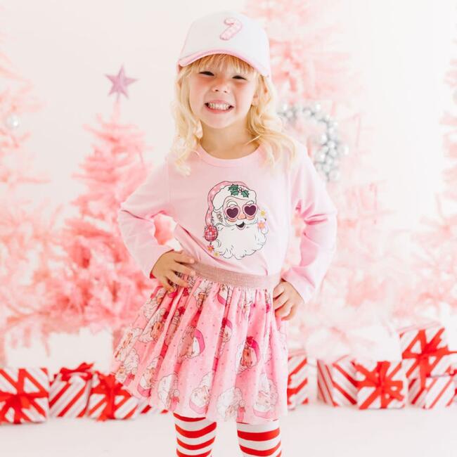 Disco Santa Christmas Long Sleeve Shirt, Pink - Shirts - 2