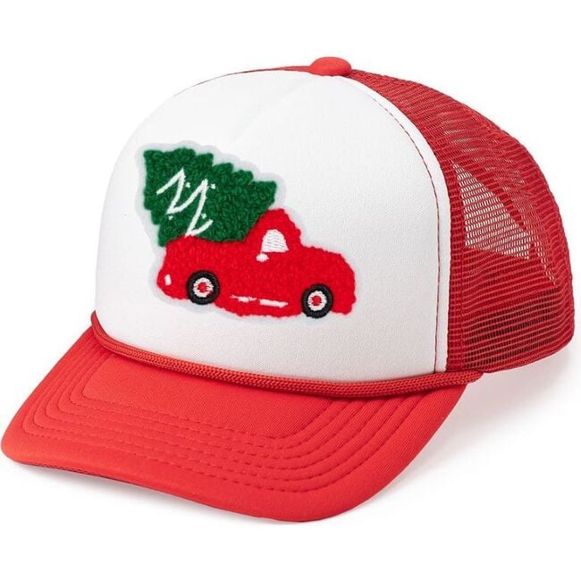 Christmas Truck Patch Trucker Hat, Red