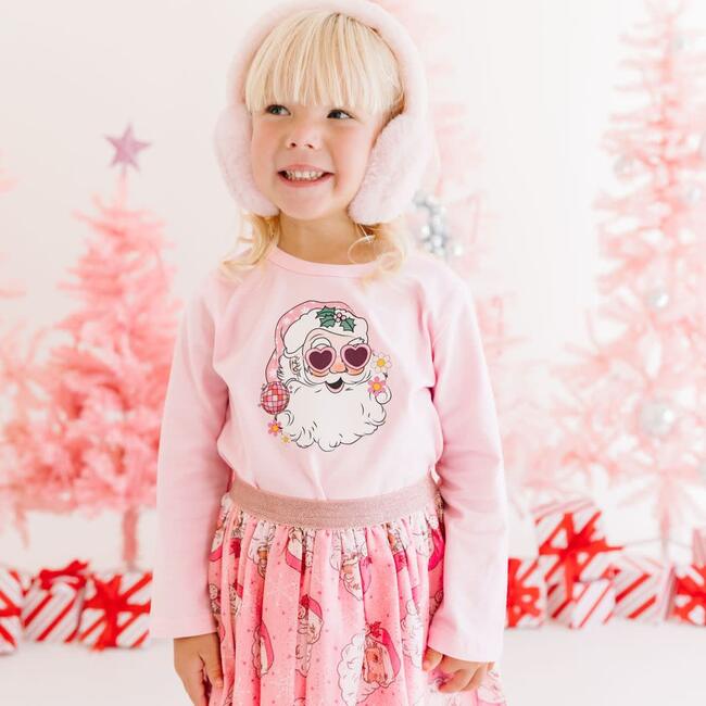 Disco Santa Christmas Long Sleeve Shirt, Pink - Shirts - 3