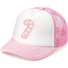 Candy Cane Patch Christmas Trucker Hat, Pink - Hats - 1 - thumbnail