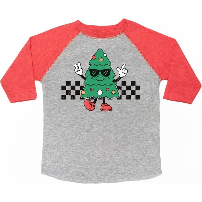 Christmas Tree Dude 3/4 Sleeve Shirt, Heather/Red