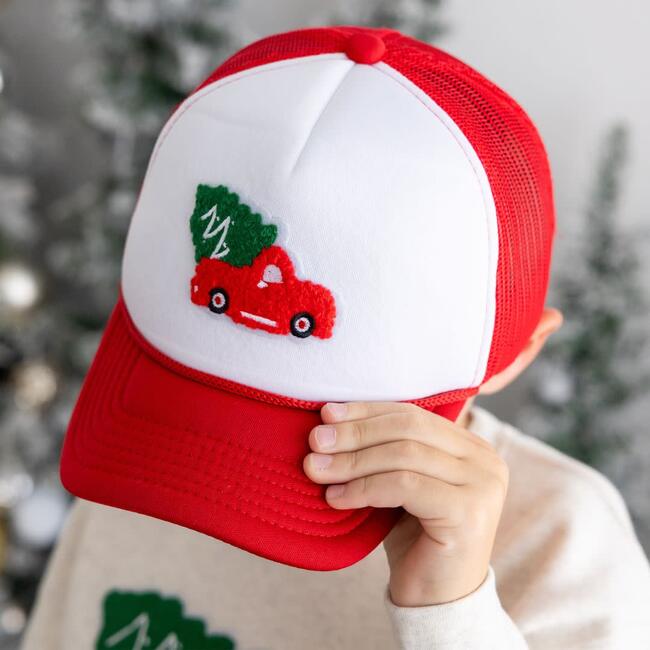 Christmas Truck Patch Trucker Hat, Red - Hats - 3