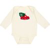 Christmas Truck Patch Long Sleeve Bodysuit, Natural - Onesies - 1 - thumbnail