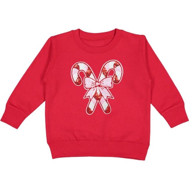 Candy Cane Patch Christmas Sweatshirt, Red - Sweatshirts - 1