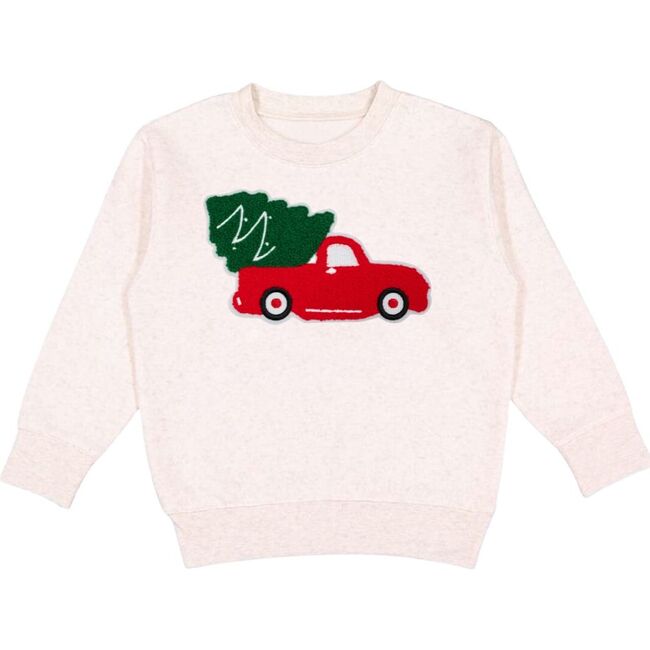 Christmas Truck Patch Sweatshirt, Natural - Sweatshirts - 1