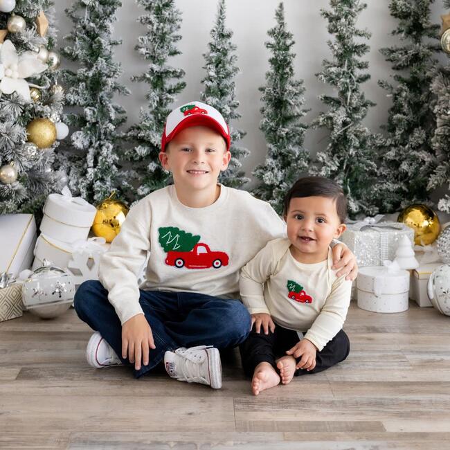 Christmas Truck Patch Sweatshirt, Natural - Sweatshirts - 4