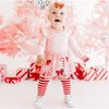 Candy Cane Cutie Christmas Long Sleeve Tutu Bodysuit, Pink - Dresses - 2