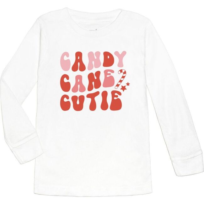 Candy Cane Cutie Christmas Long Sleeve Shirt, White