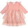 Blush Shimmer Christmas Long Sleeve Tutu Dress, Pink - Dresses - 1 - thumbnail