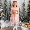 Blush Shimmer Christmas Long Sleeve Tutu Dress, Pink - Dresses - 2