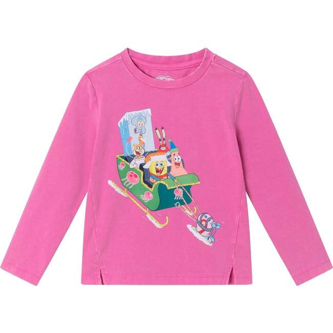 SpongeBob SquarePants™ x Andy & Evan® | Kids Krabby Patty Sleigh Ride Tee | Pink