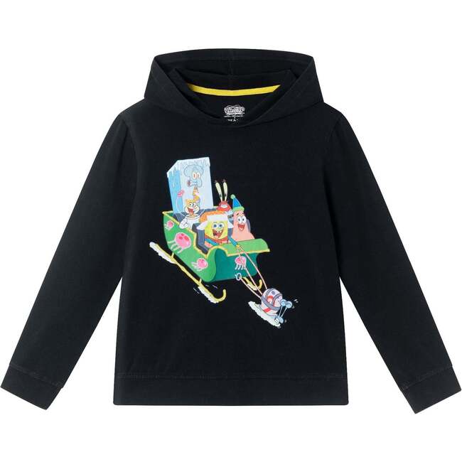 SpongeBob SquarePants™ x Andy & Evan® | Kids Hooded Krabby Patty Sleigh Ride Tee | Black - T-Shirts - 1