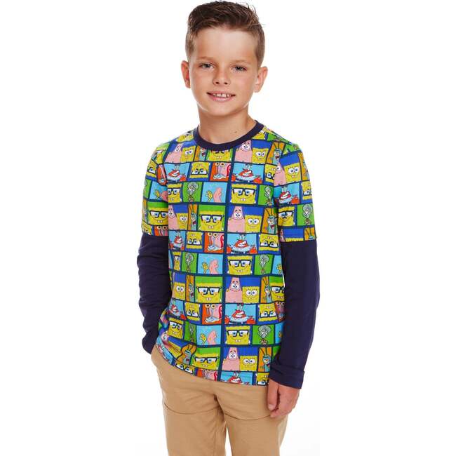 SpongeBob SquarePants™ x Andy & Evan® | Kids (2-7) Long Sleeve Character Collage T-Shirt - Jackets - 2