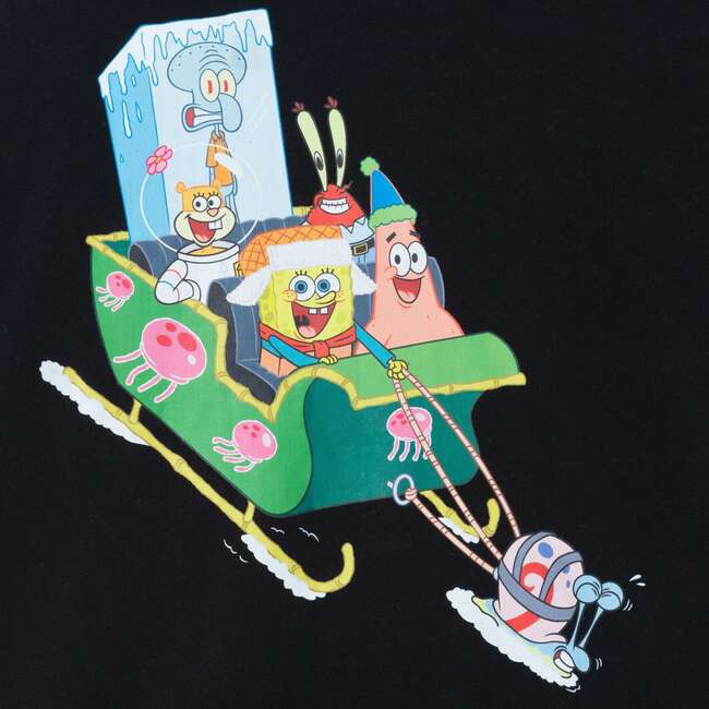SpongeBob SquarePants™ x Andy & Evan® | Kids Hooded Krabby Patty Sleigh Ride Tee | Black - T-Shirts - 5