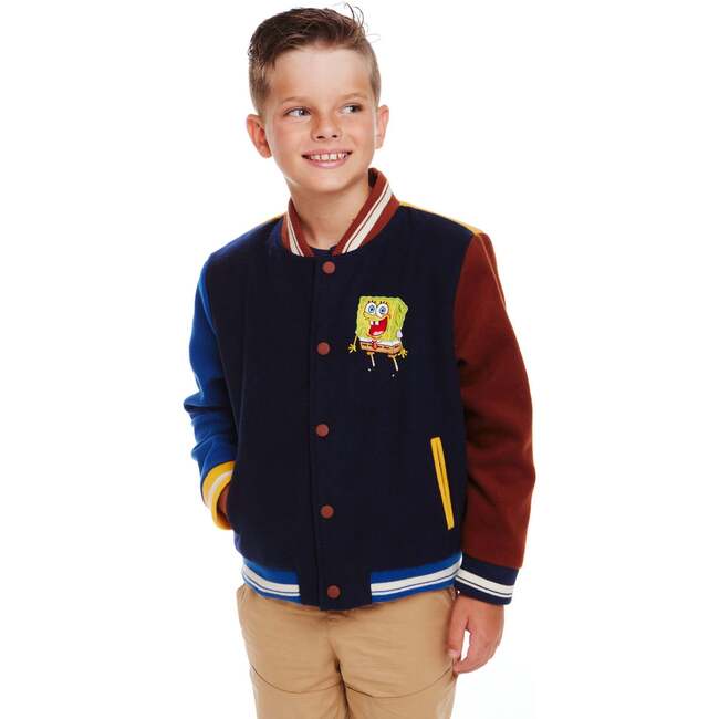 SpongeBob SquarePants™ x Andy & Evan® | Kids (2-12) Patchwork Color-Blocked Varsity Jacket - Jackets - 2