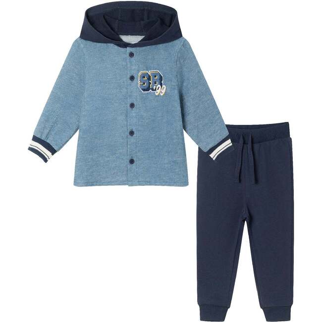 SpongeBob SquarePants™ x Andy & Evan® | Infant Embroidery Shellebration Brushed Washed Oxford Hooded Shacket Set - Mixed Apparel Set - 1