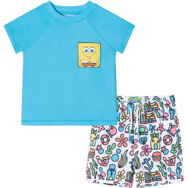 SpongeBob SquarePants™ x Andy & Evan® | Infant 3D Dot Pocket & Bikini Bottom Rash Guard Set - Mixed Apparel Set - 1
