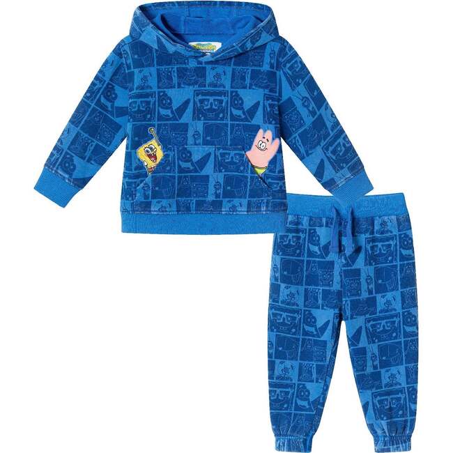 SpongeBob SquarePants™ x Andy & Evan® | Infant (9-24M) Stone-Washed Character Collage Sweatshirt Set - Mixed Apparel Set - 1