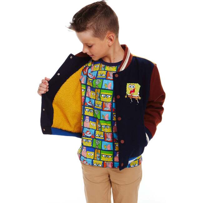 SpongeBob SquarePants™ x Andy & Evan® | Kids (2-12) Patchwork Color-Blocked Varsity Jacket - Jackets - 5