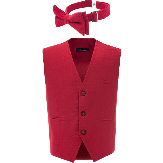 Solid Vest & Bowtie, Red