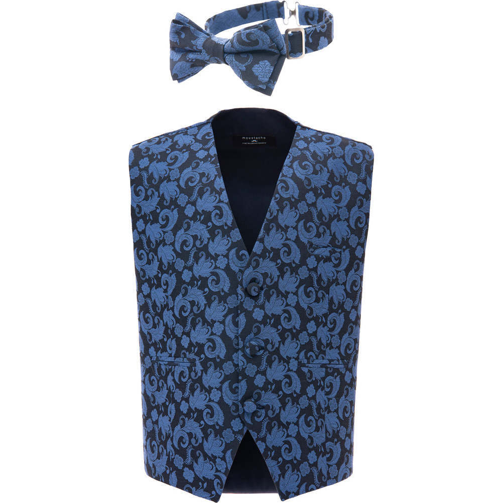 Floral Print Vest & Bowtie, Blue - Suits & Separates - 1