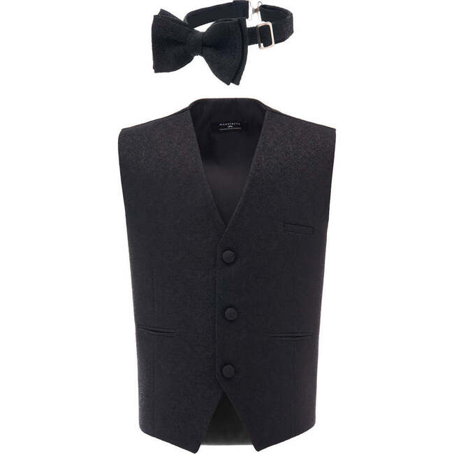 Floral Print Vest & Bowtie, Black - Suits & Separates - 1