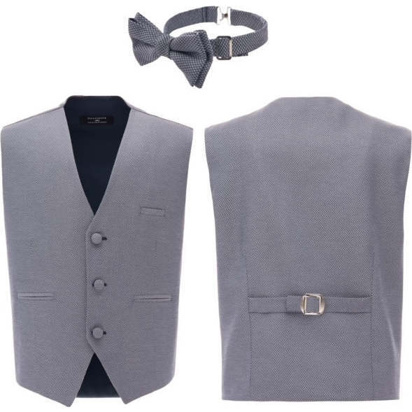 Micro Print Vest & Bowtie, Grey - Suits & Separates - 5