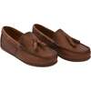 Leather Tassel Loafers, Brown - Slip Ons - 1 - thumbnail