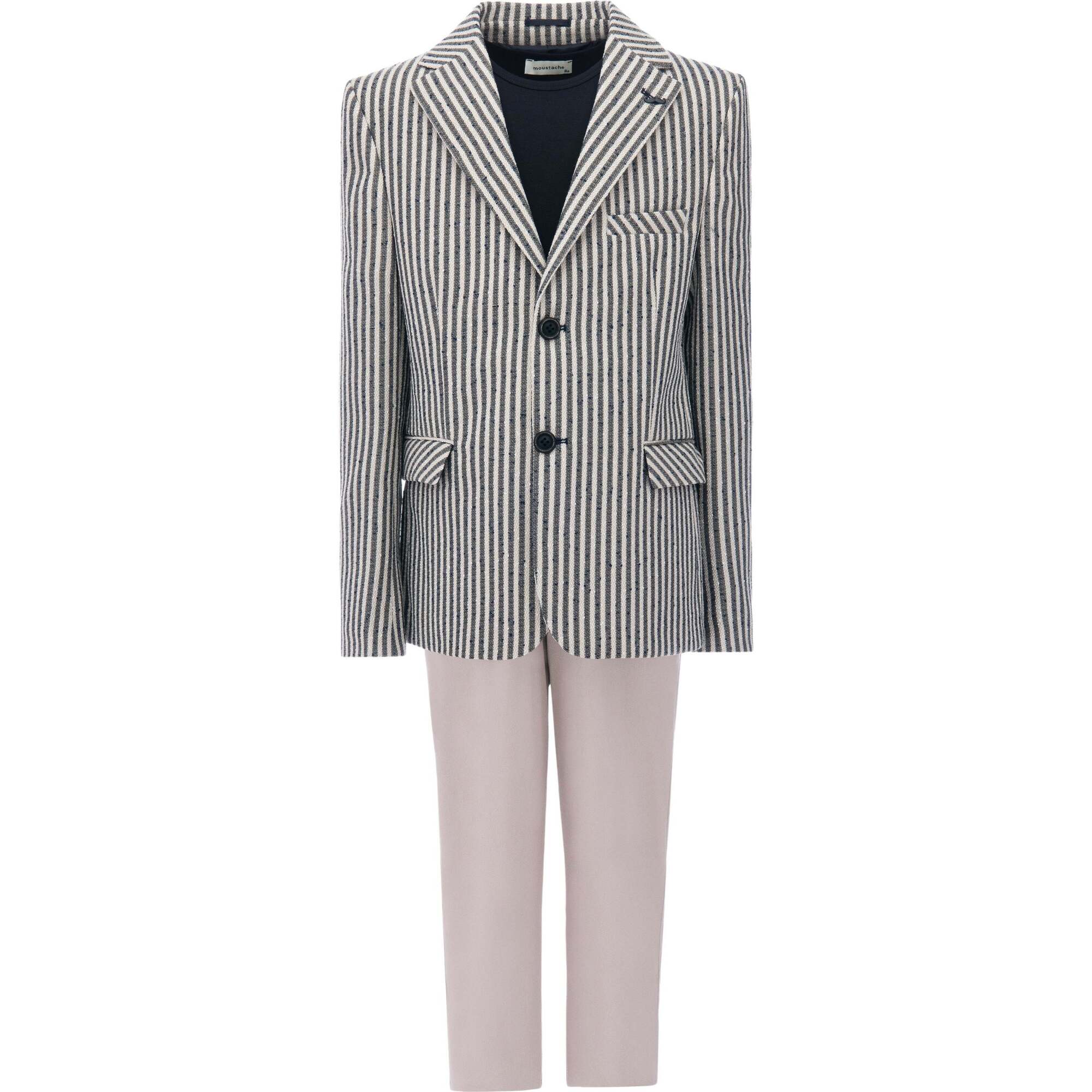 Olivero Striped Casual Dress Outfit, Beige - Suits & Separates - 1
