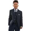 5pc Damasque Print Suit, Navy - Suits & Separates - 2