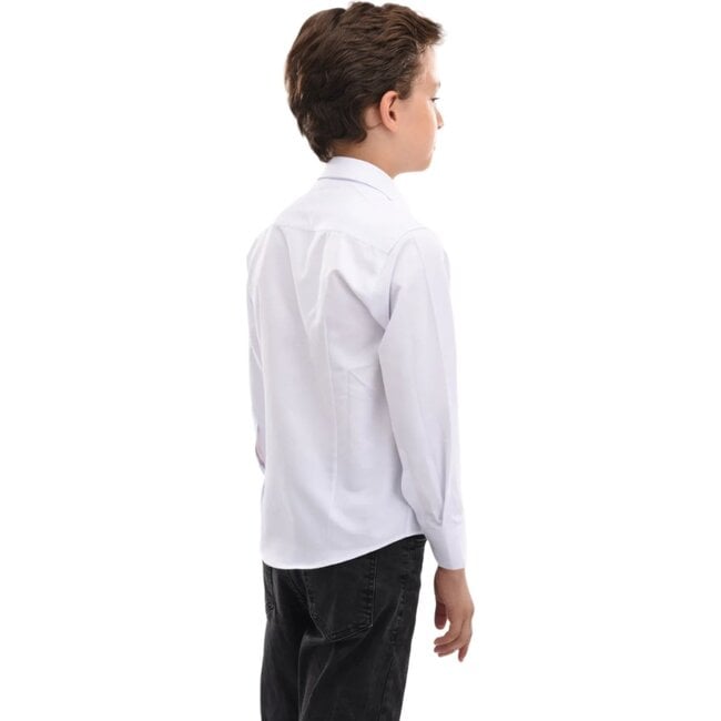 Solid Dress Shirt, White - Shirts - 4