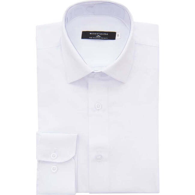 Solid Dress Shirt, White - Shirts - 5