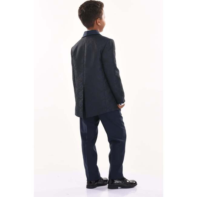 5pc Damasque Print Suit, Navy - Suits & Separates - 4