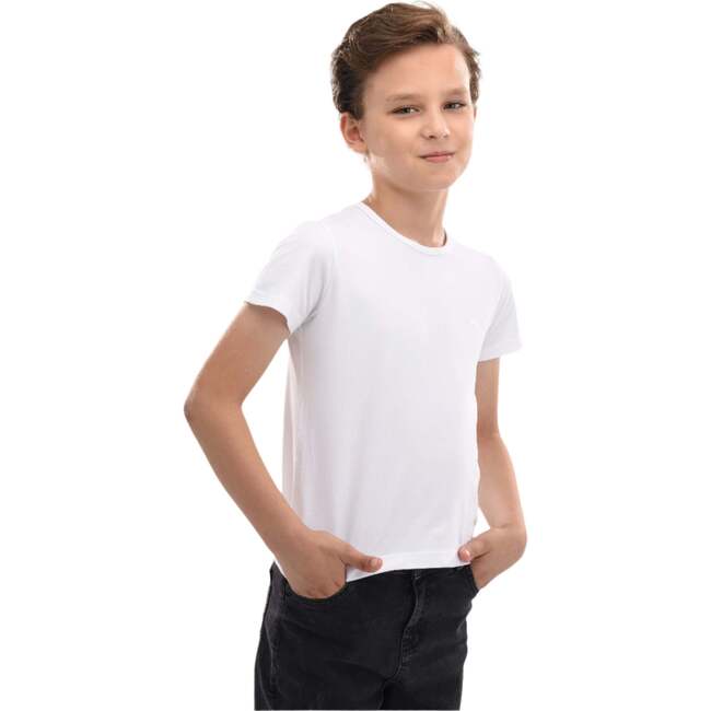 Solid Cotton T-Shirt, White - T-Shirts - 2