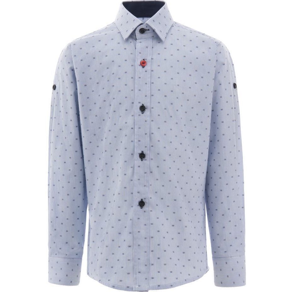 Pinstripe Dress Shirt, Blue - Shirts - 1