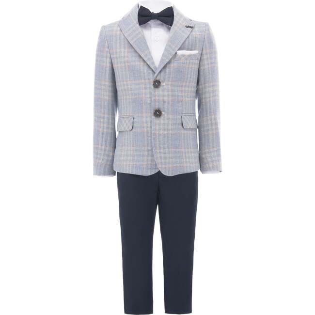 Plaid Peak Lapel Suit, Navy