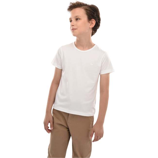 Solid Cotton T-Shirt, Off White - T-Shirts - 2