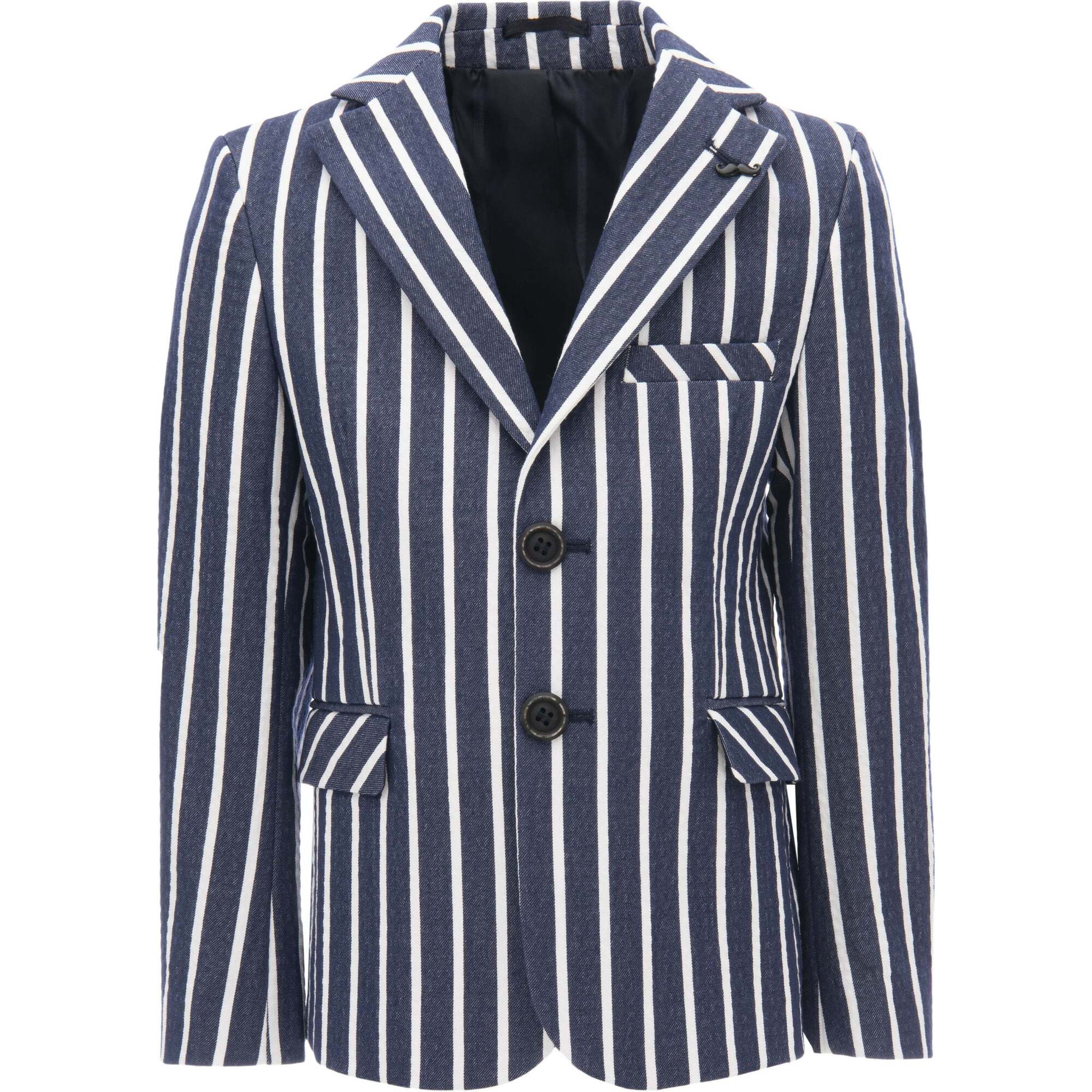 Striped Embroidered Blazer, Navy - Suits & Separates - 1