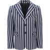 Striped Embroidered Blazer, Navy - Suits & Separates - 1 - thumbnail