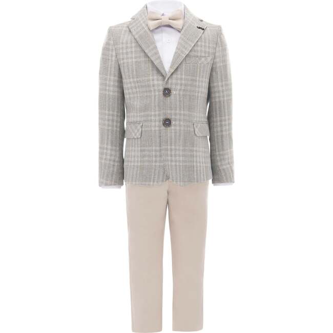 Plaid Peak Lapel Suit, Beige