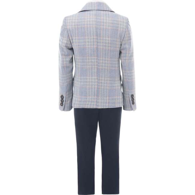 Plaid Peak Lapel Suit, Navy - Suits & Separates - 4