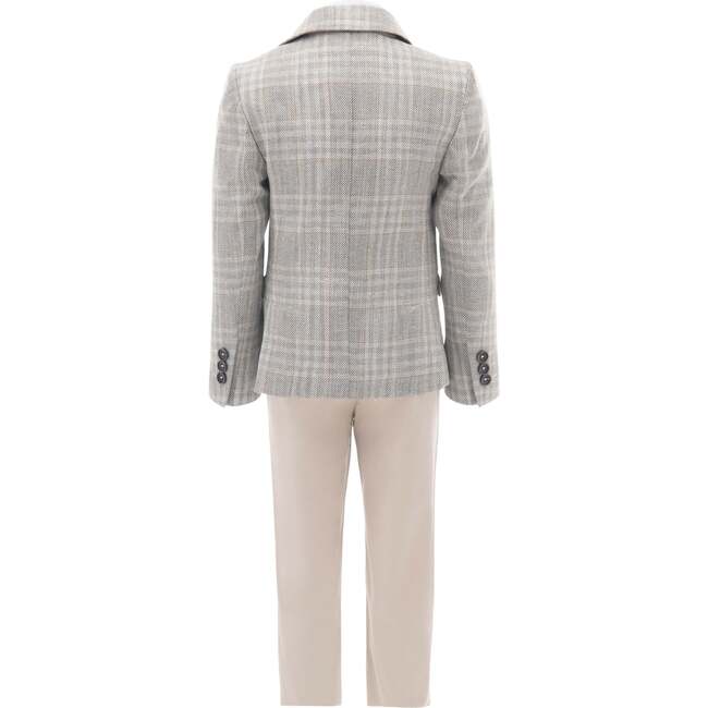 Plaid Peak Lapel Suit, Beige - Suits & Separates - 5