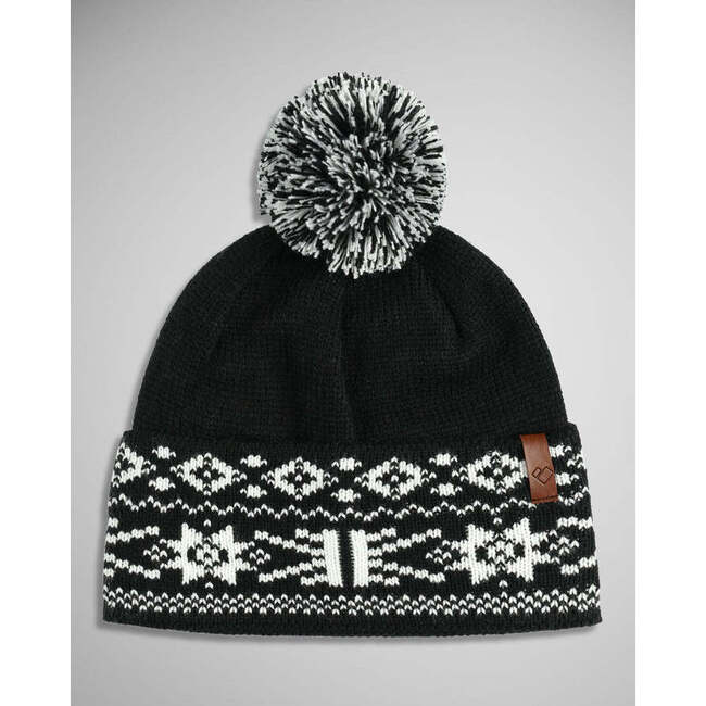 Nordic Acrylic Pom Beanie, Black