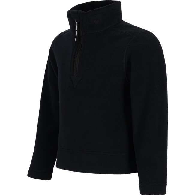 Ultra Gear Interior Windguard Mid-Layer Fleece Elongated Zip Top, Black